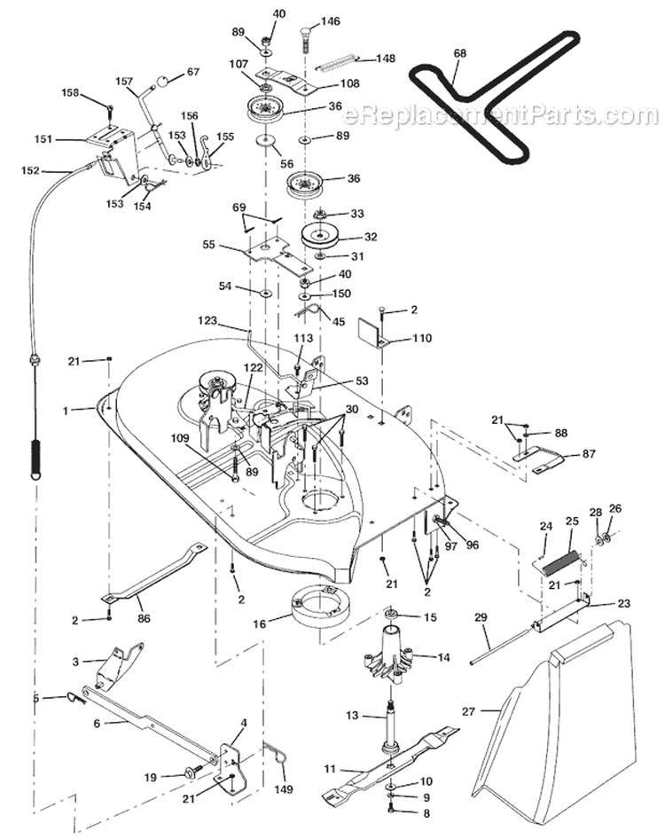 Page J Diagram and Parts List for WE1338A  Weed Eater Lawn Tractor